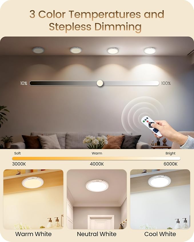 4 Pack Rechargeable Motion Sensor Ceiling Lights - Image 4