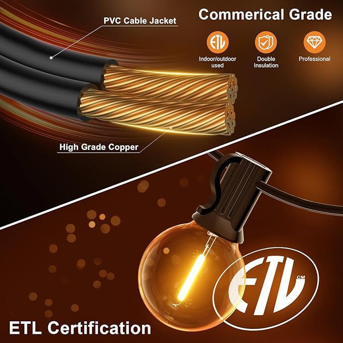 GPATIO 120FT Outdoor String Lights, Waterproof Patio Lights - Image 3