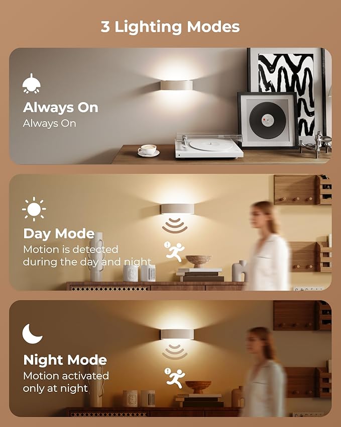 Motion Sensor Wall Light, 5000mAh Rechargeable Battery Operated Wall Sconces - Image 5