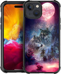for iPhone 15 Case, Star Two Wolfs Howling Pattern Graphic Design Girl Boy Soft by FKBRCL4U