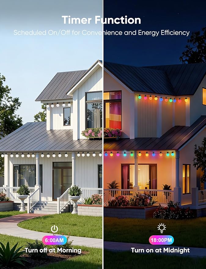 APPECK Outdoor String Lights 100ft, RGBW Color Changing Patio Lights - Image 8