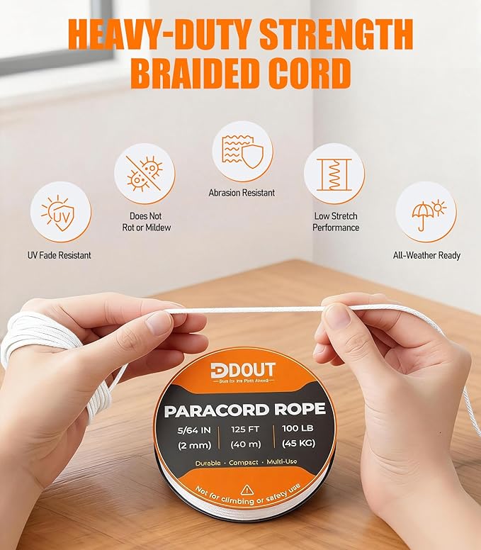 DDOUT 2mm Paracord 100lb, Thin Micro Paracord Rope, DIY Projects, Camping & - Image 3