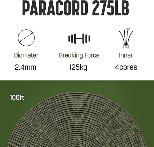 2.4mm Paracord 275LBS 100FT Rope Cord - Image 2