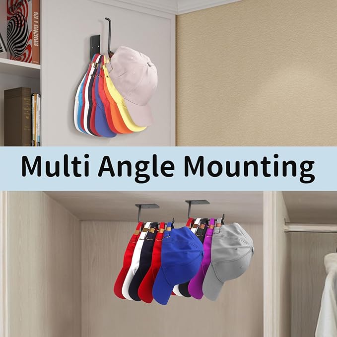 Hat Racks for Baseball Caps 2 Pack, Stainless Steel Adhesive Hat Hanger Hooks - Image 2