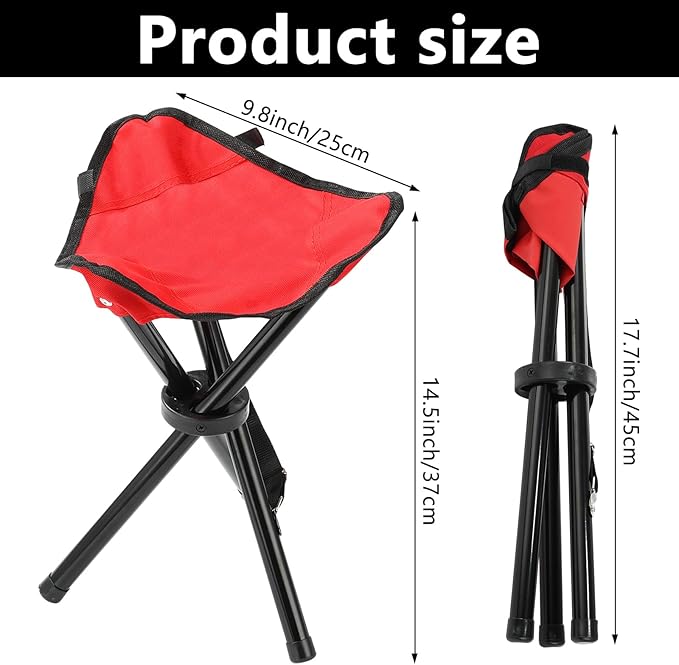 Travel Folding Camping Stool, 17.7 Inch Outdoor Tripod Seat Portable Fishing - Image 2