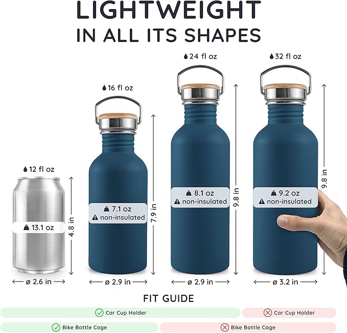Bambaw Stainless Steel Water Bottle, 750 ml, Non-Insulated Water Bottle - Image 5