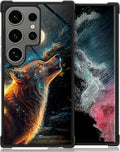 for Samsung Galaxy S24 Ultra Case, Star Cave Hungry Wolf Pattern Graphic Design by FKBRCL4U