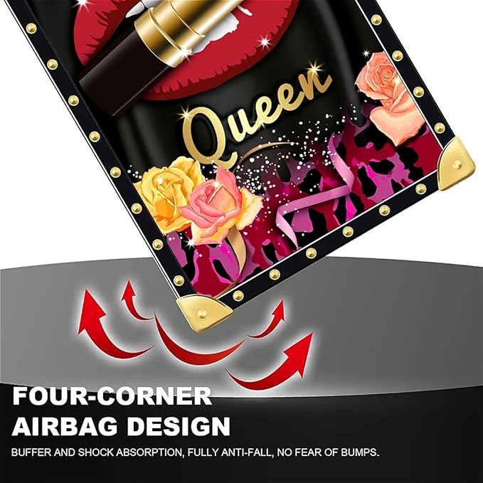 Compatible with iPhone 16 Pro Case, Queen Lip Crown Leopard Print Luxury Golden - Image 7