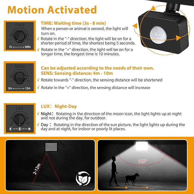 YANYCN 2 Pack 300W LED Motion Sensor Flood Light, LED Work Light - Image 4