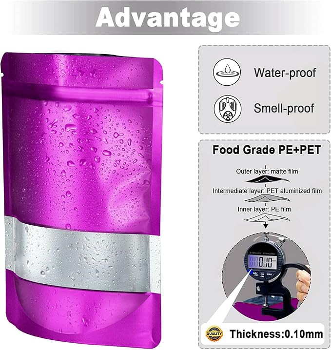 4.7"x7.8" 120pcs Mylar Bags for Food Storage, Smell Proof Bag - Image 4