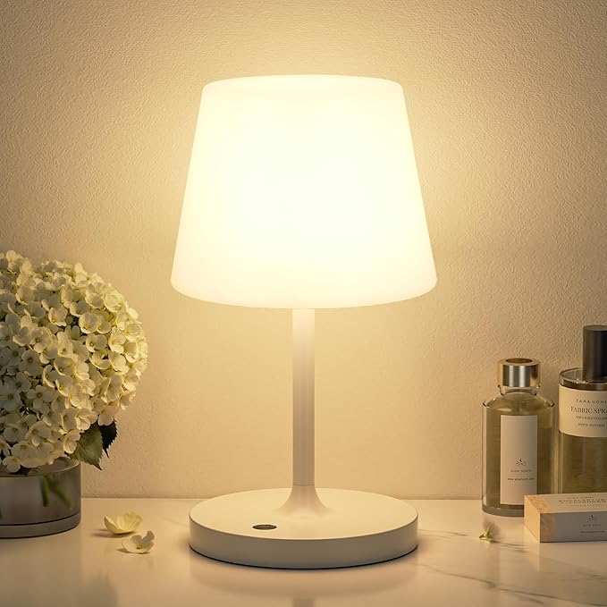 Kakanuo White Cordless Shower Lamp Waterproof, Rechargeable Table Lamp by KakanuoLightings