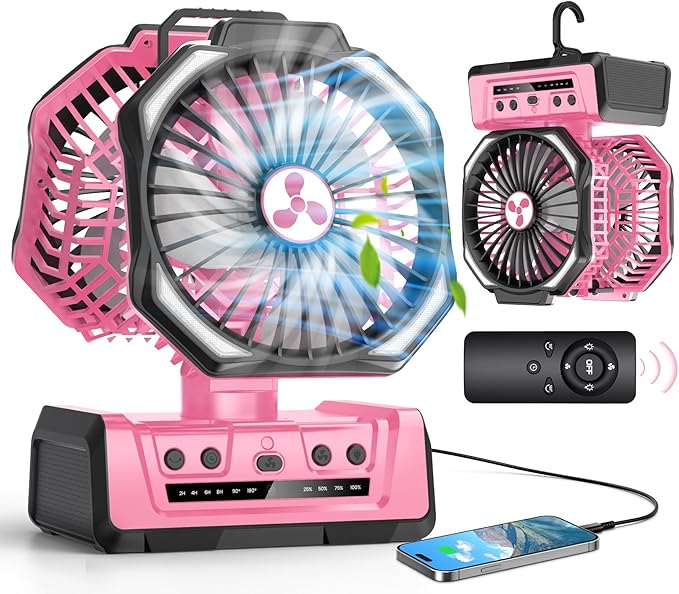 Dual Head Portable Rechargeable Fan 20000mAh Battery Powered Camping Fan by OnlyNewforYourLife