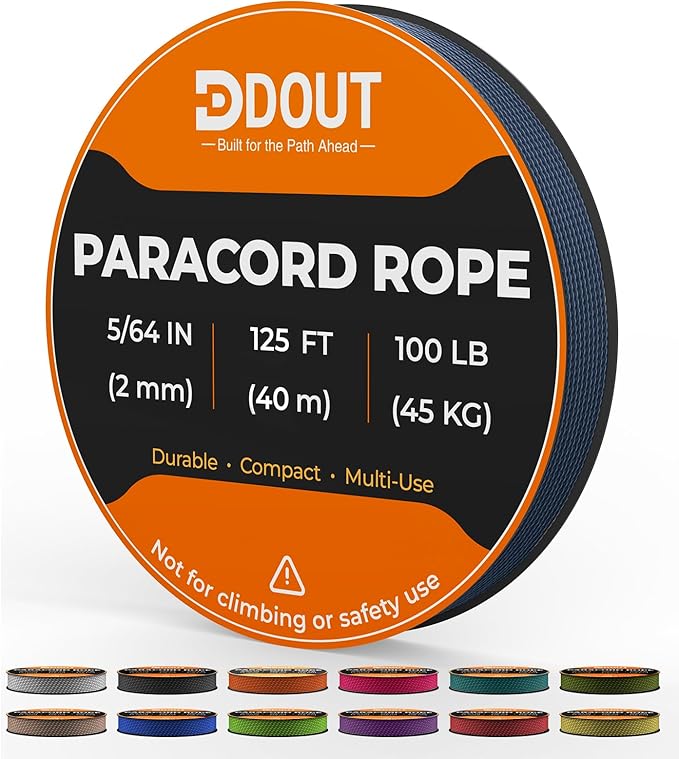 DDOUT 2mm Paracord 100lb, Thin Micro Paracord Rope, DKBlue 125FT Nylon Cord by DDOUTOutdoor