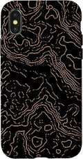 Topography Black & Brown Abstract Pattern Topographic Map Case by Unknown