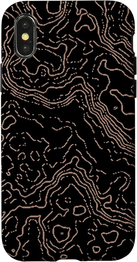 Topography Black & Brown Abstract Pattern Topographic Map Case by Unknown