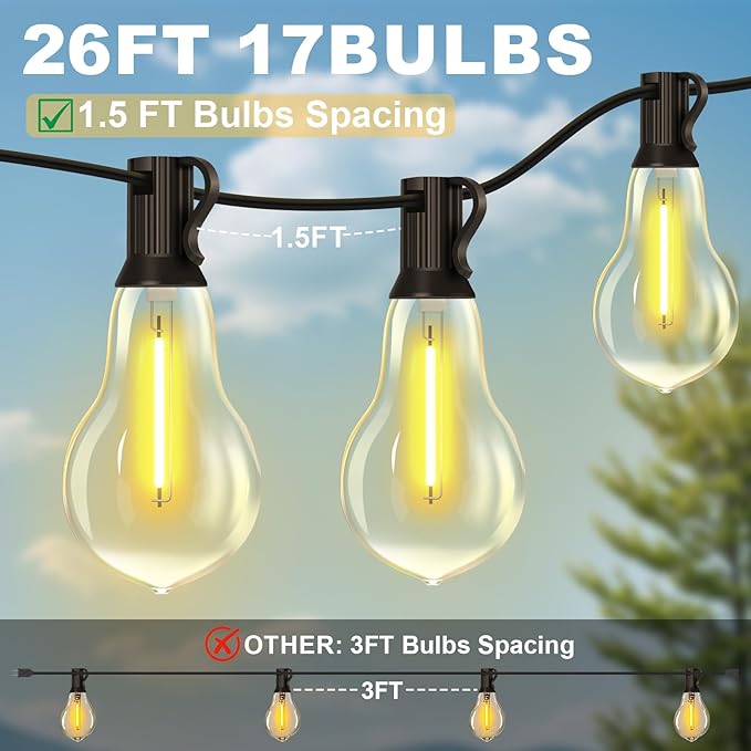 26FT Outdoor String Lights Waterproof - Image 2