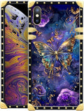 Compatible with iPhone XR Case, Glistening Golden Butterfly Vibrant Purple Blue by Unknown