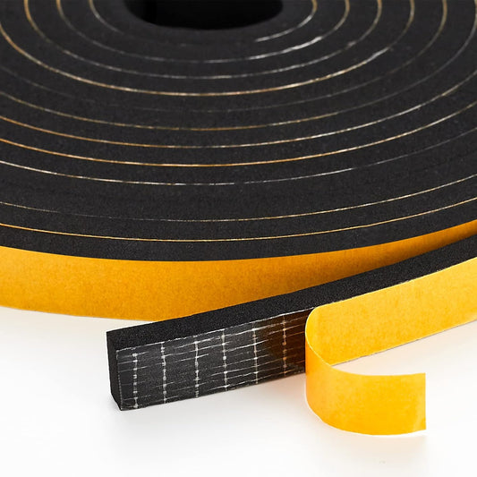 13 Feet Weather Stripping Door Seal, 2" Wide X 1/4" Thick Door Seal Strip High Density Foam Tape Adhesive Strip for Door Soundproofing,Window Insulation (2" x 1/4" x 13FT,Black)