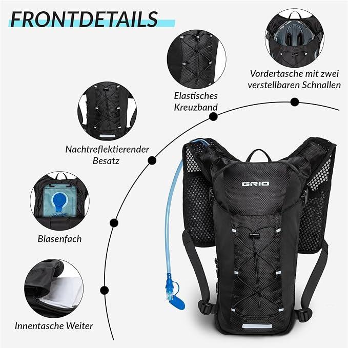 GRIO Hydration Running Vest for Women Men, Water Backpack for Hiking, - Image 4