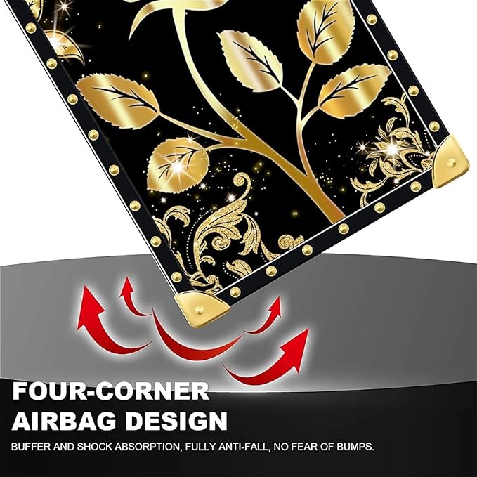 Compatible with iPhone 16 Pro Max Case, Shine Gold Rose Luxury Golden Decoration - Image 7