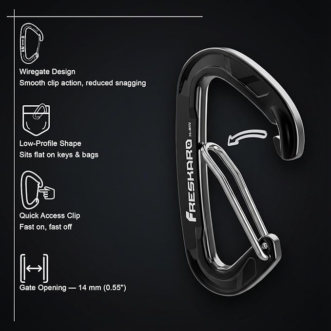 FresKaro 5pcs Nano Carabiner Clips, 8kN 1798lbs, Small Sturdy, Reliable - Image 3