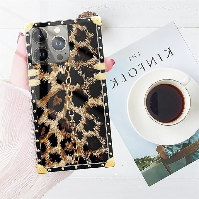 Compatible with iPhone 15 Pro Max Case, Seamless Gold Chain Leopard Luxury - Image 7