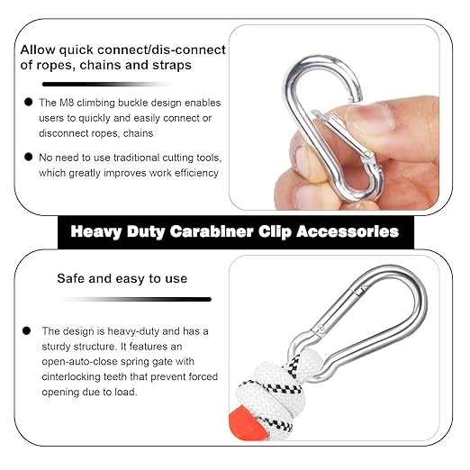 100 PCS 3'' Spring Snap Hook Carabiner, M8 5/16 Inch Galvanized Silver Steel - Image 3