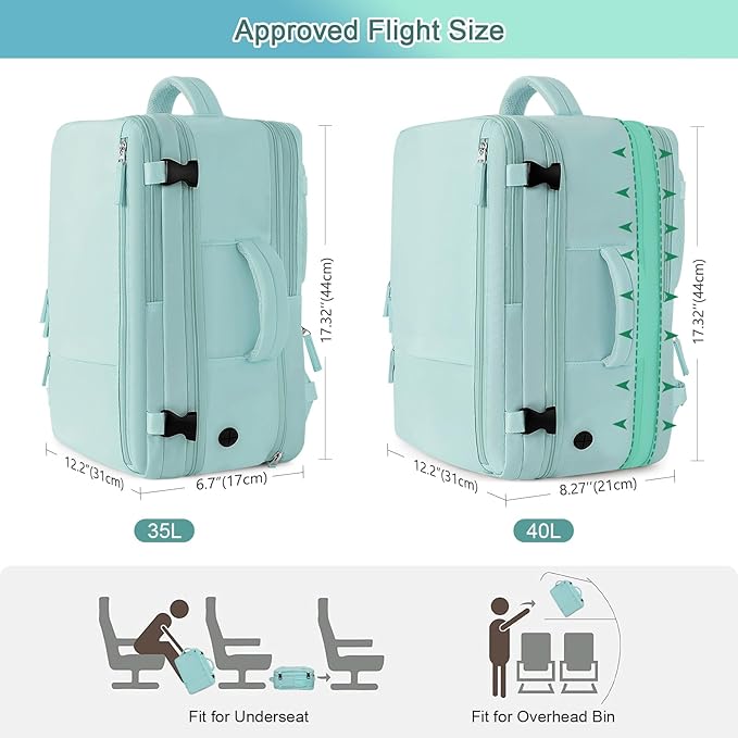Sinaliy Large Travel Backpack for Women, 40L Carry On Backpack, 17 Inch Laptop - Image 3