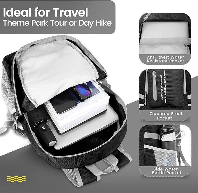 ZOMAKE Lightweight Packable Backpack, 35L Light Foldable Hiking Backpacks Water - Image 3