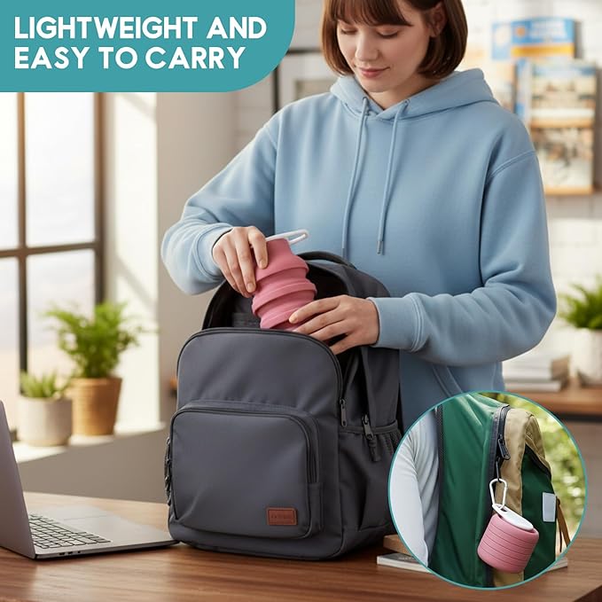 LemonRoad 4 Pcs 20 oz Portable Collapsible Water Bottles Reusable Silicone - Image 5