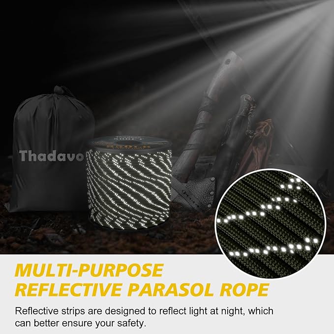 Reflective Paracord Rope 850Ib, 50/100/200/500/1000ft 4MM 11 Strand Parachute - Image 5