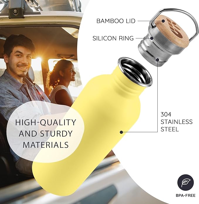 Bambaw 500 ml Stainless Steel Sports Bottle, Non-Insulated Water Bottle - Image 2