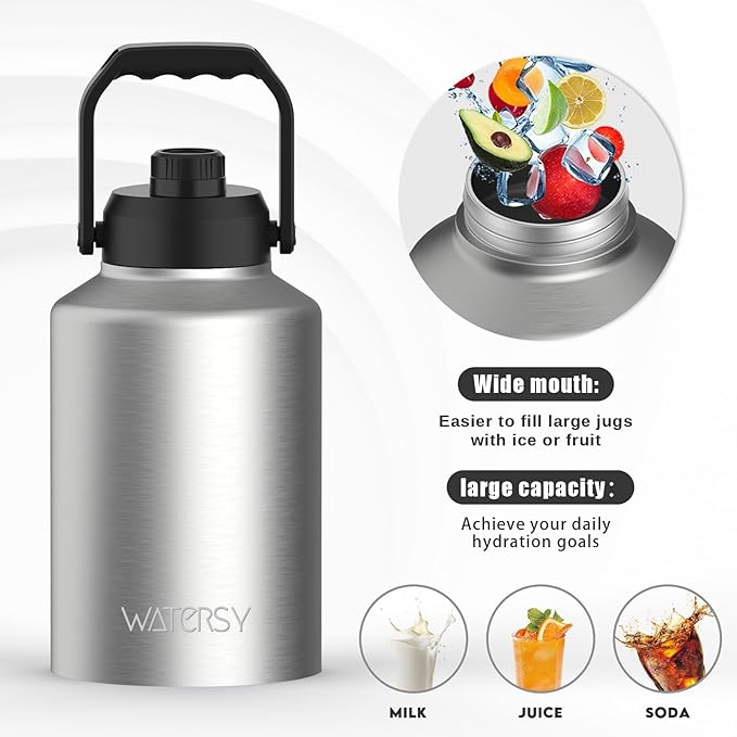WATERSY Half Gallon Water Bottle Insulated, BPA Free&Leak Proof, 64oz Stainless - Image 5