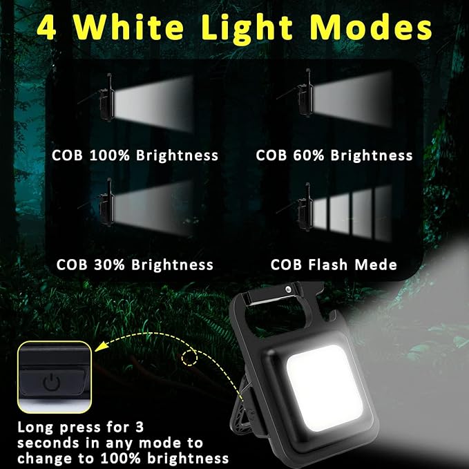 MAKDAK COB Rechargeable Keychain Flashlight 2Pack, High Lumen Super Bright LED - Image 3