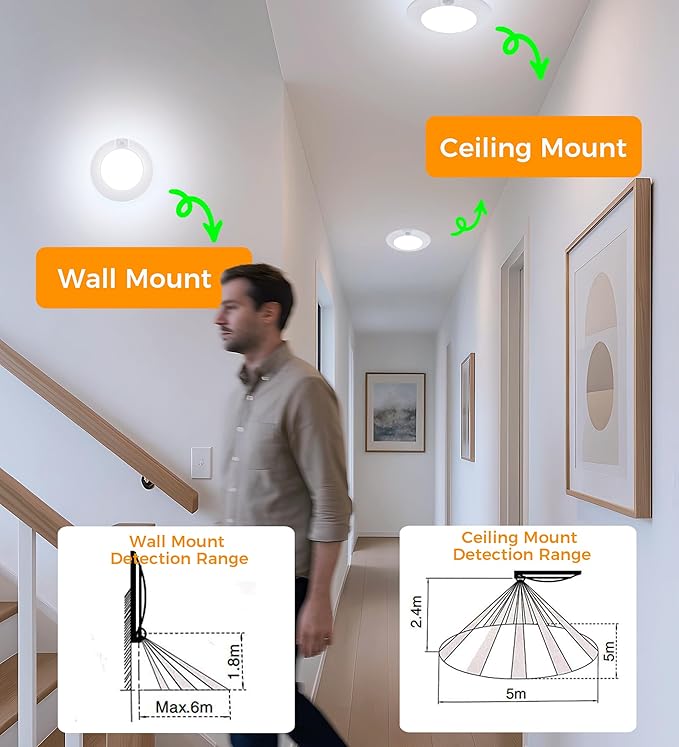 CLOUDY BAY Motion Sensor Ceiling Light Indoor, 120V CRI90 10W 5000K Bright Day - Image 5