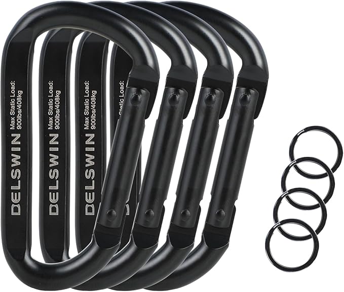 DELSWIN Heavy Duty Carabiner Clip 900lbs, 3 Inch Steel Carabiners by DELSWIN