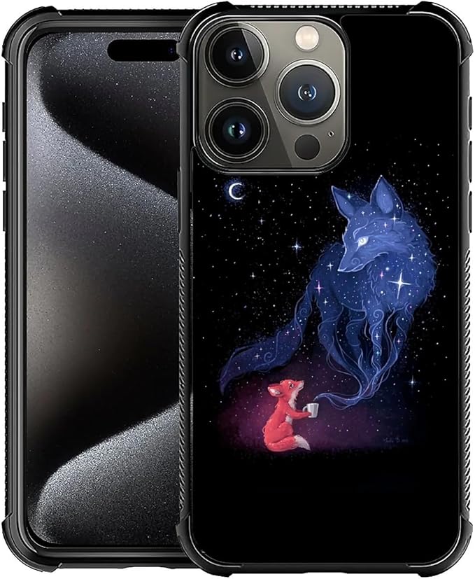 for iPhone 16 Pro Case, Galaxy Fox Wolf Pattern Graphic Design Girl Boy Soft by FKBRCL4U