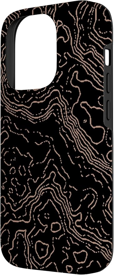 Topography Black & Brown Abstract Pattern Topographic Map Case - Image 2