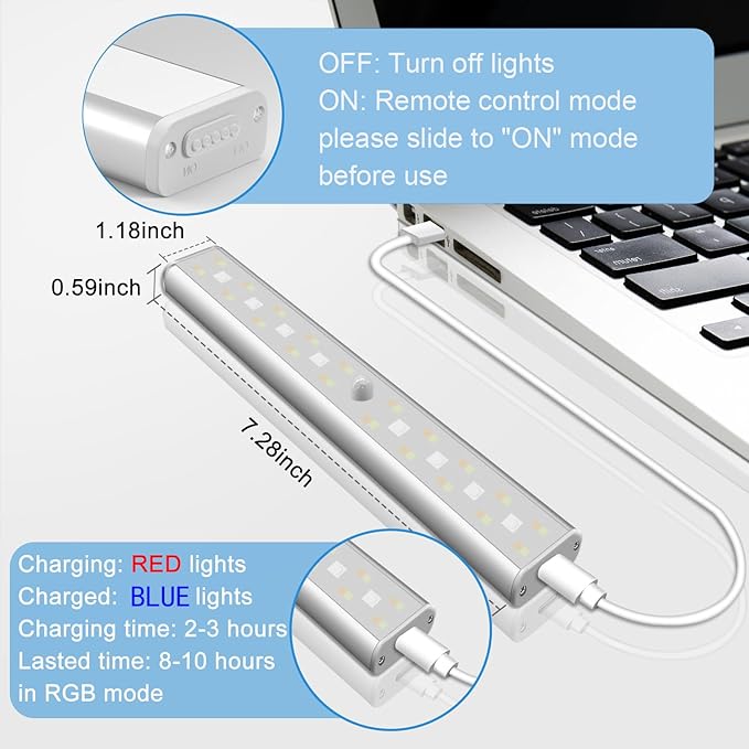 Remote Control RGB Lights Under Cabinet Lighting Rechargeable, 48-LED Wireless - Image 5