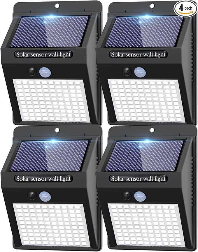4 Pack Solar Motion Lights Outdoor, 3 Modes/100LED Solar Security Wall Lights by kolpop