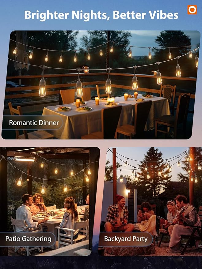 addlon Outdoor String Lights Timer Control, 48FT LED Patio Light - Image 9