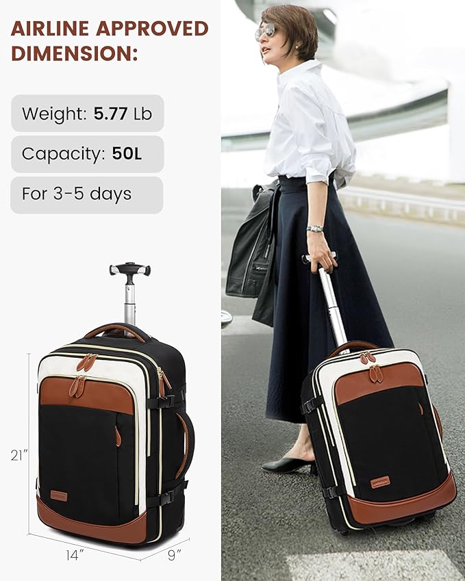 LOVEVOOK Rolling Backpack for Women, 50L Travel Backpack - Image 4