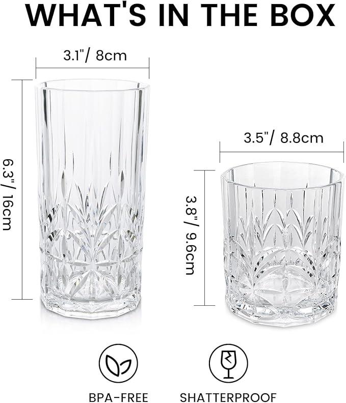 BELLAFORTE Shatterproof Tritan Plastic Drinking Glasses. 13oz & 18oz Water - Image 8