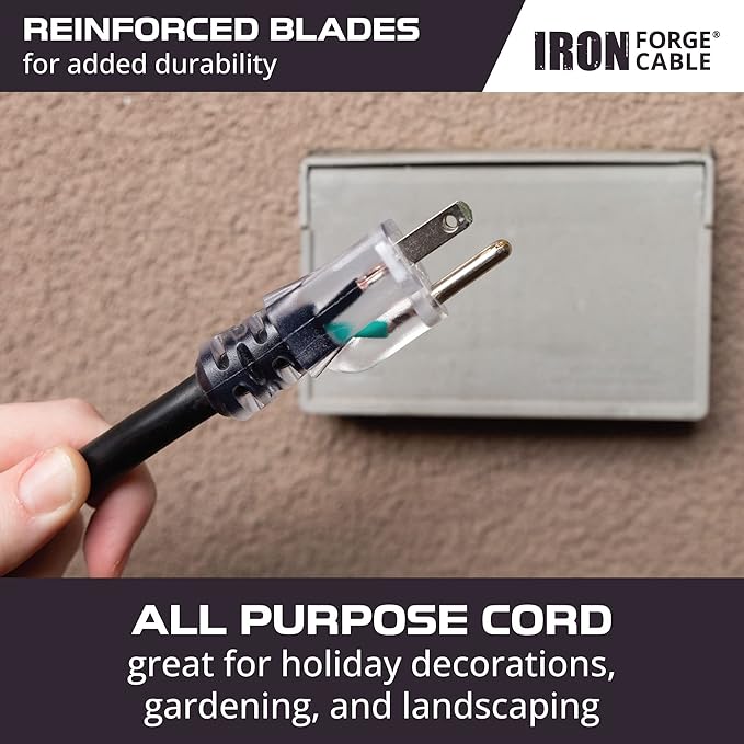 Iron Forge Cable 12 Gauge Outdoor Extension Cord 100 Ft, SJTOW 12/3 Heavy Duty - Image 4