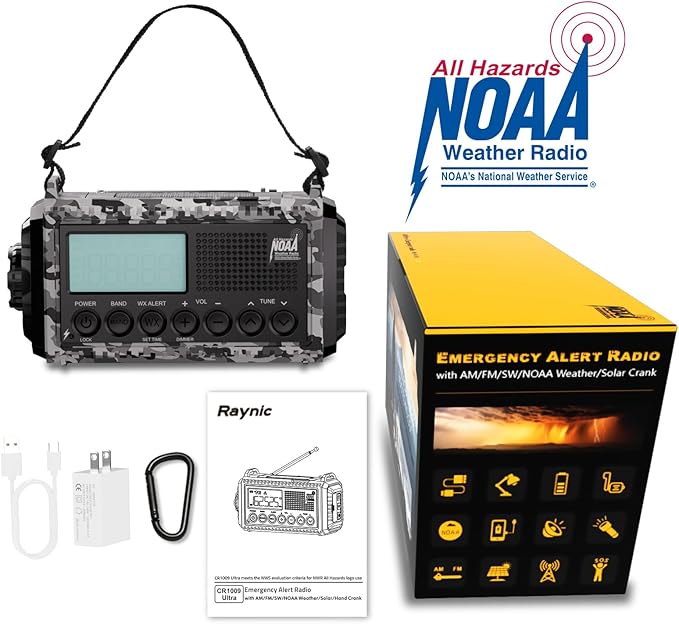 Raynic Solar Radio, 12000mAh/44400mWh Battery Operated Weather Radio, Hand - Image 7