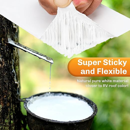 WELLUCK RV Roof Tape Sealant Roofing Tape, 4 Inch X 50 Foot Natural White RV - Image 2