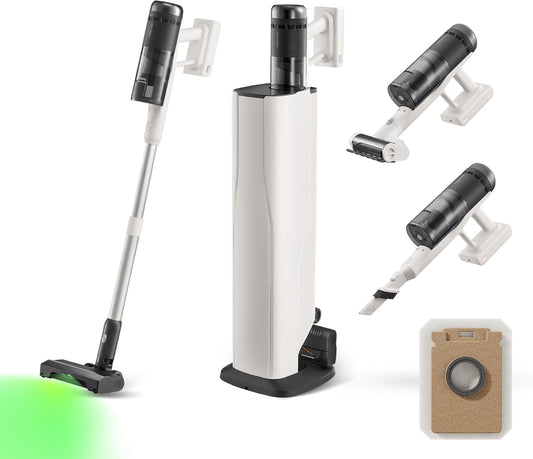 roborock H60 Hub Pro Cordless Stick Vacuum Cleaner with Auto-Empty Dock, 170AW Suction for Carpets and Hard Floors, Vacuum Cleaner with 80-Min Runtime, Anti-Tangle Brush, 140° Green LED Dust Detection