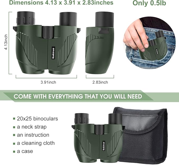 20X25 Compact Binoculars for Adults, Large Eyepiece Waterproof Binocular - Image 4