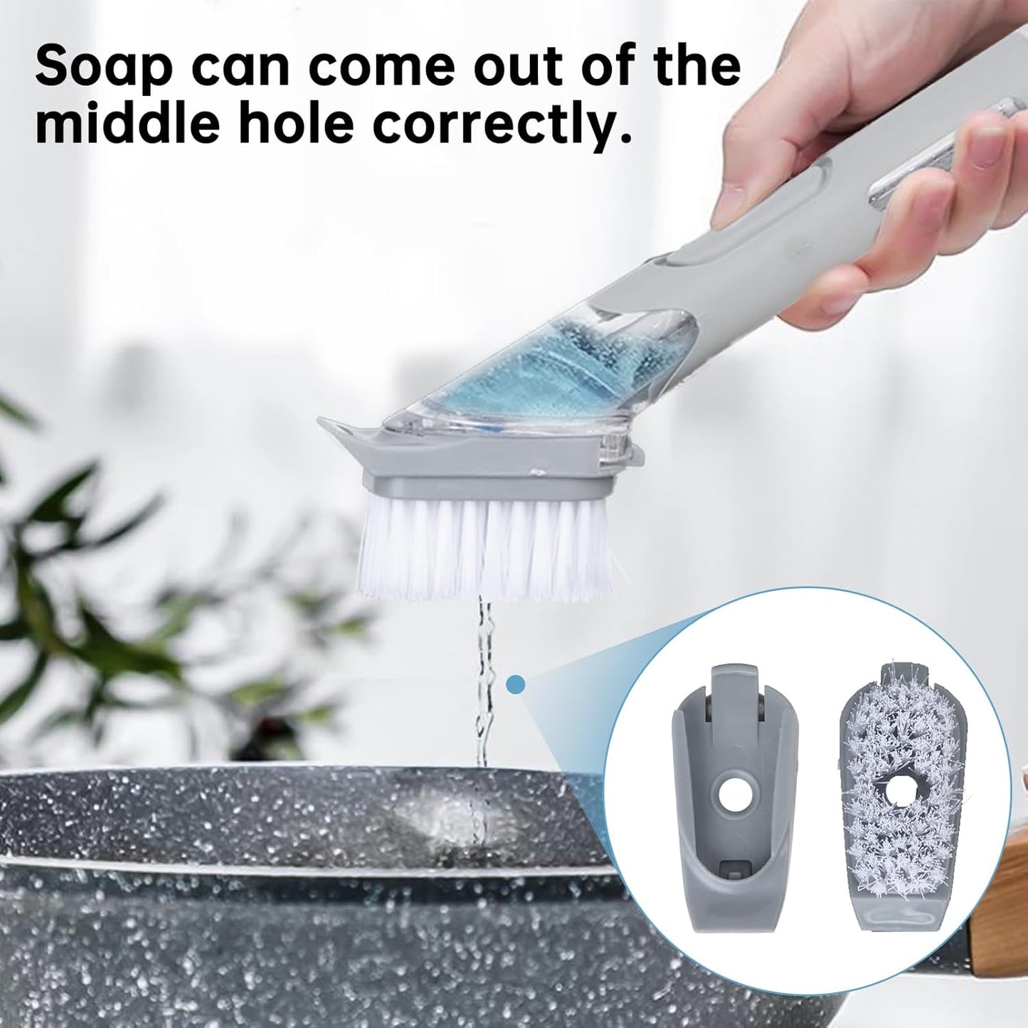 4 Pack Dish Brush Refills Compatible with Scrub Daddy Dish Wand, Replacement Heads for Soap Dispensing Brushes, Heavy Duty Brush Cleaning Head Fits Soap Dispensing Handle for Kitchen Cleaning