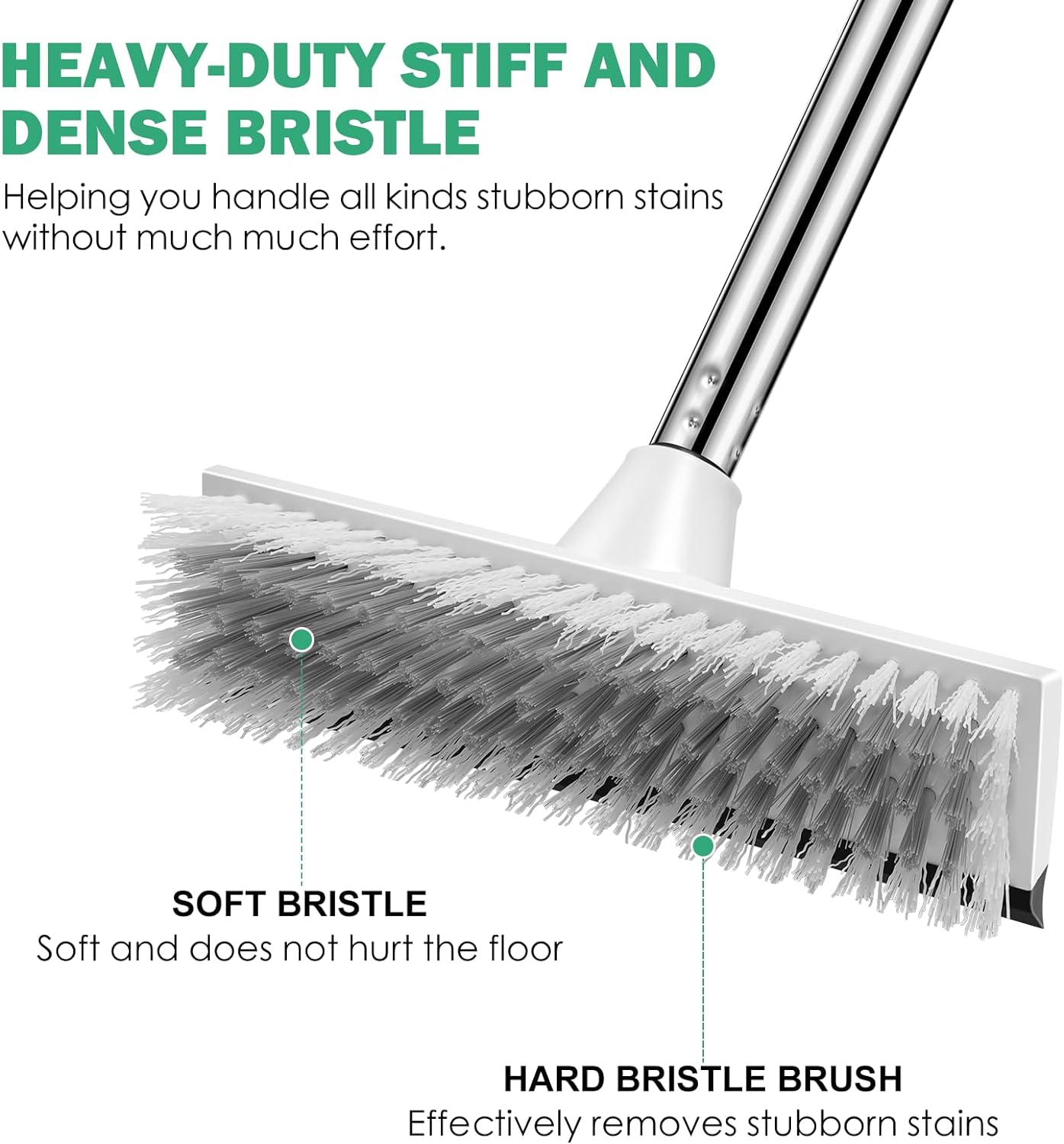 SetSail Floor Scrub Brush with 51-Inch Long Adjustable Handle 2 in 1 Scrape Brush Stiff Bristle Floor Scrubber for Cleaning Shower Bathroom Garage Kitchen Wall Deck Tub Tile, 2 Pack